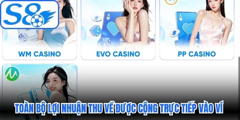 Toàn bộ lợi nhuận thu về sẽ được cộng trực tiếp vào ví hệ thống Toàn bộ lợi nhuận thu về sẽ được cộng trực tiếp vào ví hệ thống