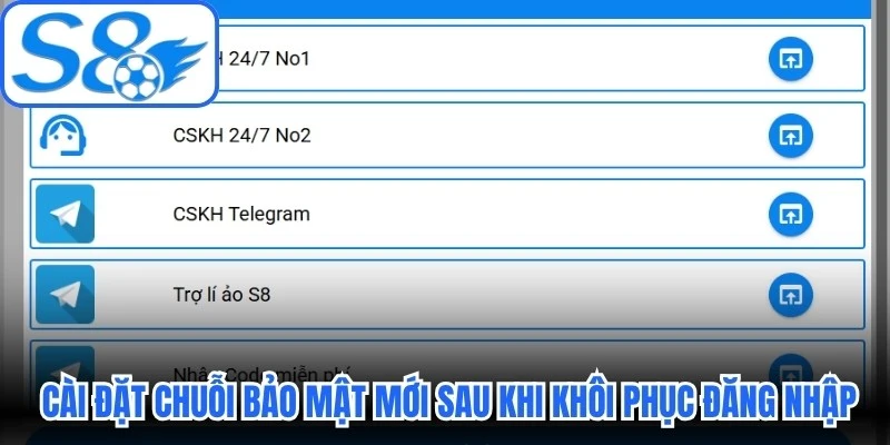 Hội viên cài đặt chuỗi bảo mật mới sau khi khôi phục đăng nhập Hội viên cài đặt chuỗi bảo mật mới sau khi khôi phục đăng nhập